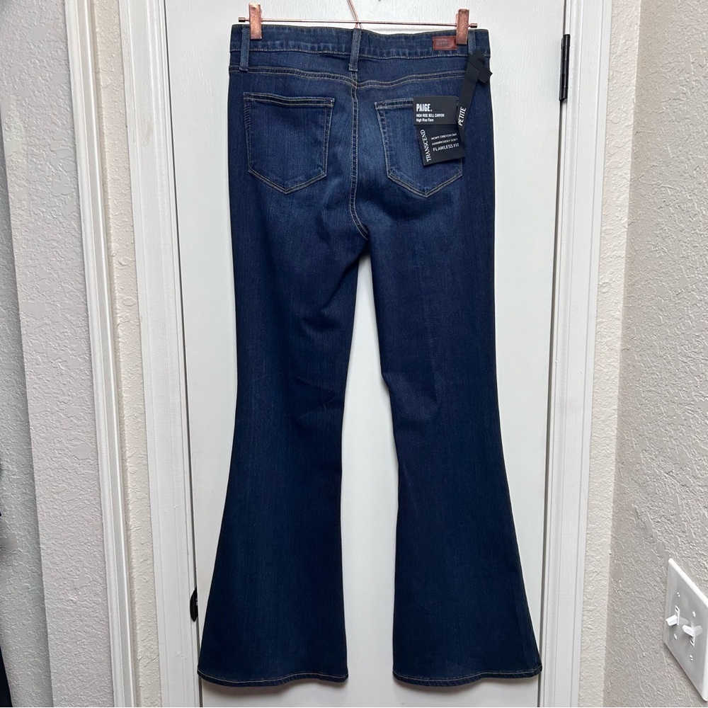PAIGE Bell Canyon High Rise Flare Jeans Dark Wash Petite 29 NWT - Picture 3 of 8